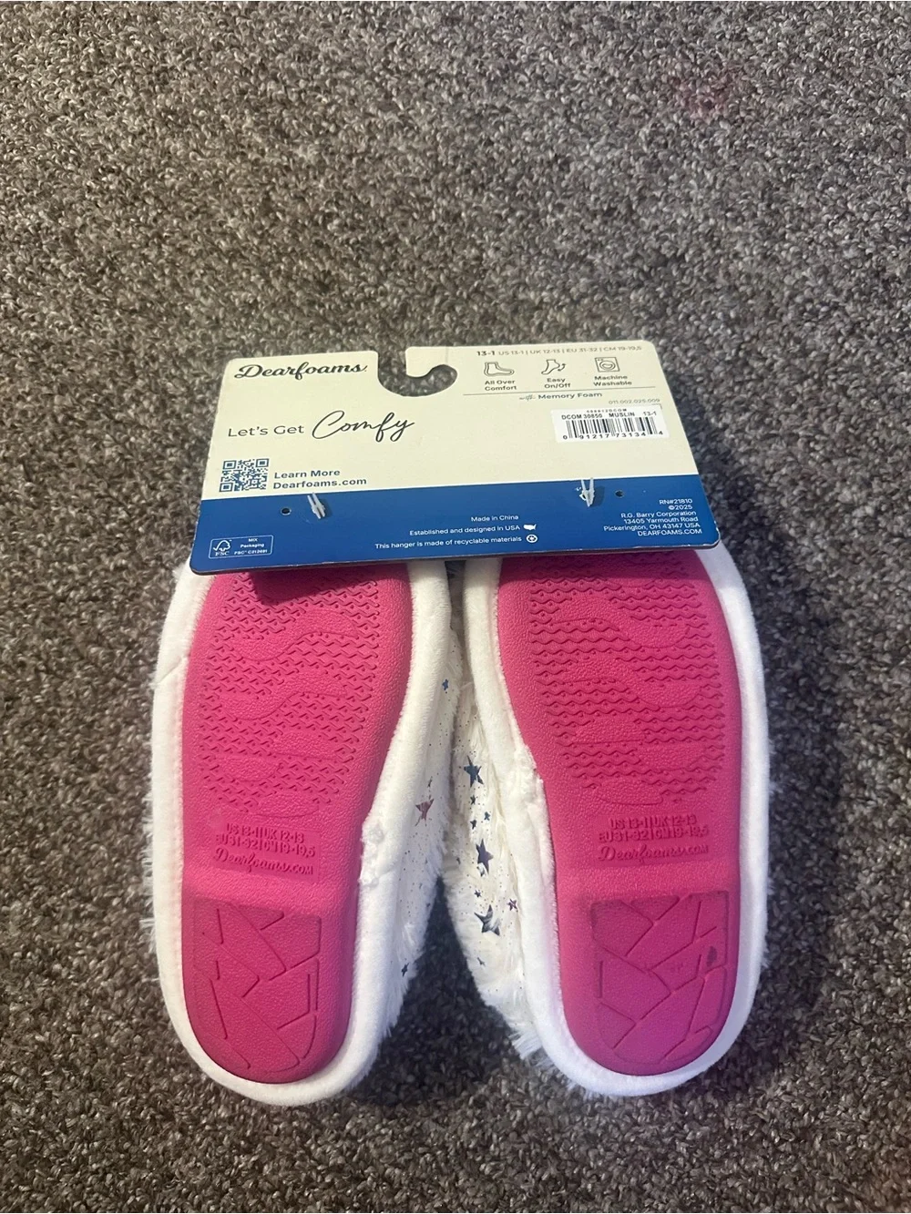 dearfoams Kids White Unicorn Faux-Fur Slippers with Silver Horns